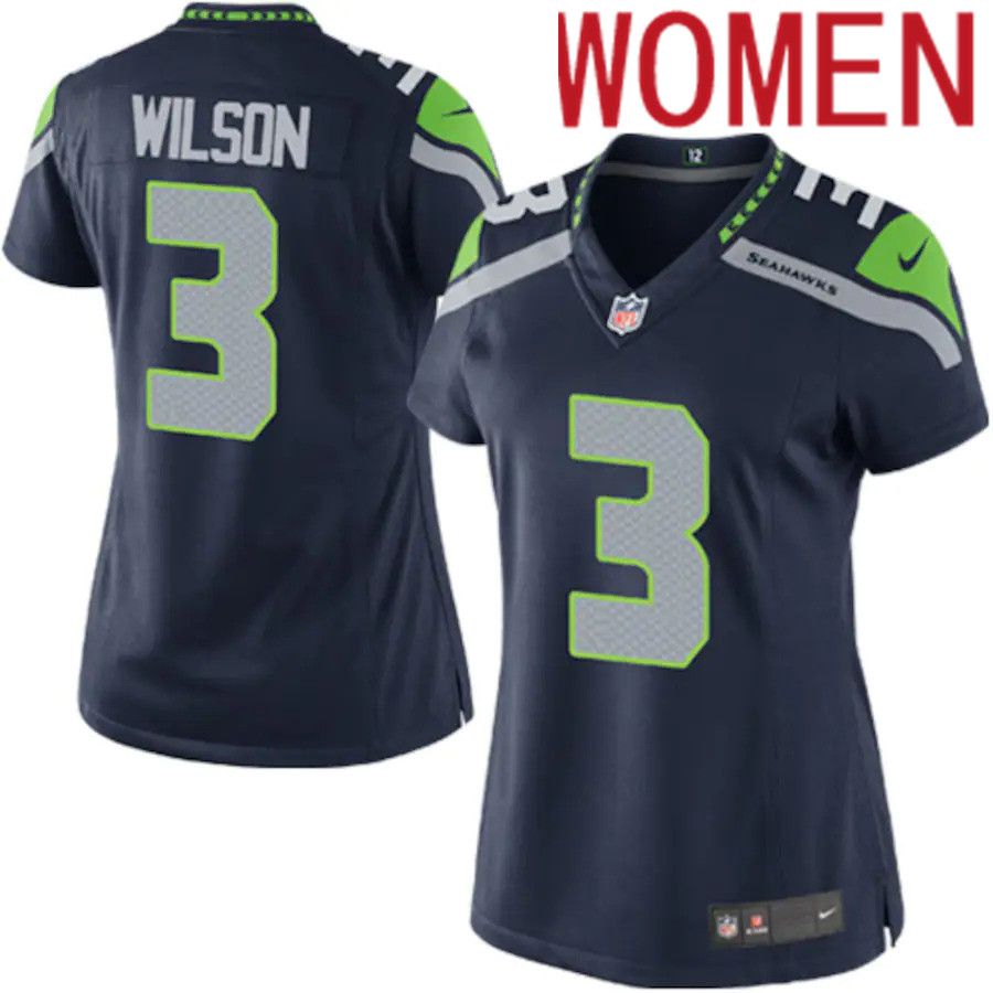 Women Seattle Seahawks #3 Russell Wilson Nike College Navy Game Player NFL Jersey